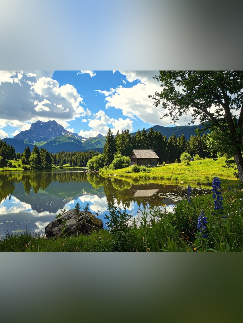 Scenic Mountain Lake Photography Print - Blue & Green Landscape